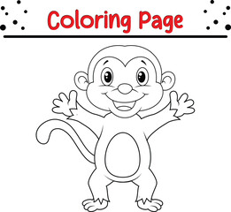 Baby Monkey Jungle Animal Coloring Page