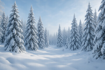 Fototapeta premium winter forest in the snow