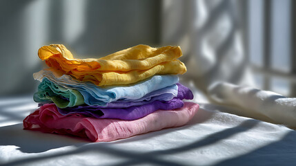Handdyed Linen with Uneven Color Tones Flatlay on a White Surface Natural Light Textiles Home Decor Aesthetic Still Life