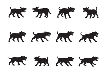 Angry Zwergpinscher Puppy Silhouette Set