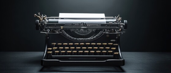 The vintage typewriter elegantly showcased against a dramatic background.
