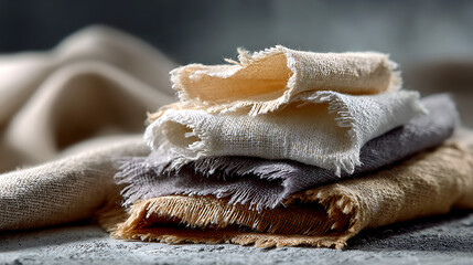 Textured Linen Layers Stylish Textile Display Home Decor Minimalist Environment Close-Up View Aesthetic Inspiration