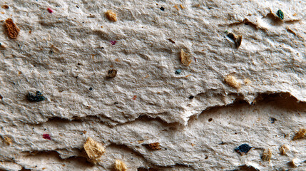 Recycled Paper Sheet with Visible Fiber Specks Workshop Texture Details Industrial Environment Close-up View Eco-Friendly Concept