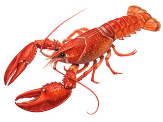 A Detailed View of a Cooked Lobster on transparent background