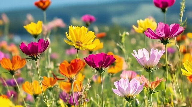 wildflowers mwadow beautiful spring colors nature field background flower