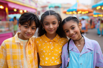 Naklejka premium happy indian children enjoying together