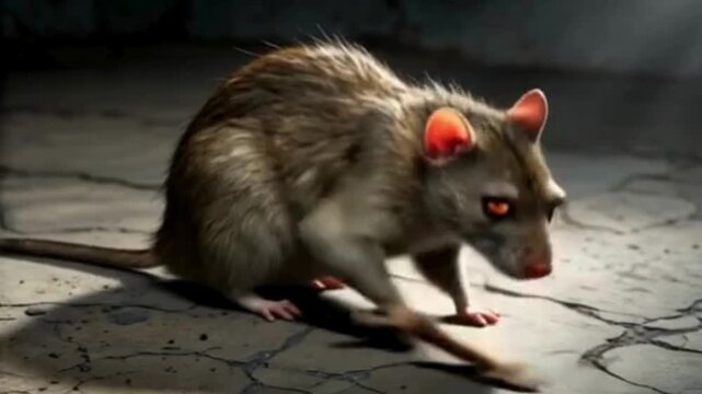 Dirty big rat cleanning te floor