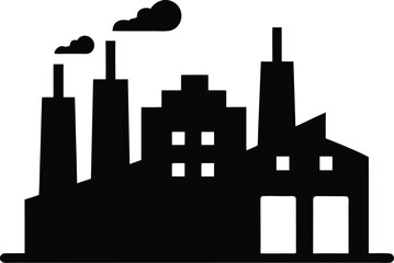 Obraz premium Factory illustration,Factory with Chimneys Icon black silhouette vector