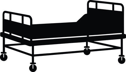 hospital bed  black silhouette vector,perfect for hospital bed illustration