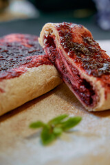 Deliciously Fresh Pastry Filled with Rich Berry Jam, Showcasing a Golden Crust and Vibrant Red Filling, Perfectly Balanced with a Hint of Sweetness