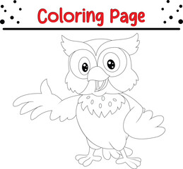 Cute Owl outline coloring book page 