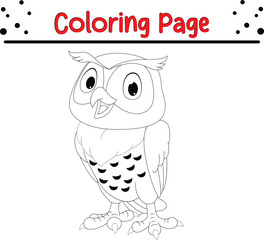Cute Owl outline coloring book page 