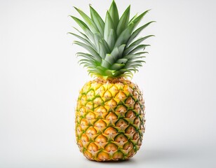 Fototapeta premium a single ripe pineapple with a vibrant yellow and green color isolated on a white background background removed