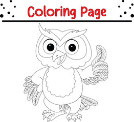Owl outline coloring book page 