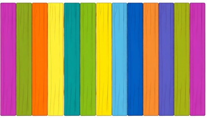Colorful wooden planks arranged in a horizontal row