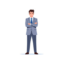 Obraz premium Confident businessman in suit vector illustration