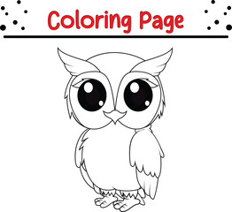 Cute Owl outline coloring book page 
