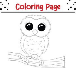 Cute Owl outline coloring book page 