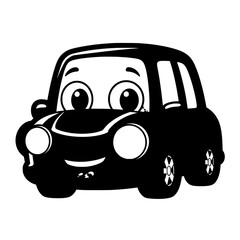 Joyful cartoon car character with big eyes and friendly smile perfect for children's books, automotive marketing, or playful branding projects