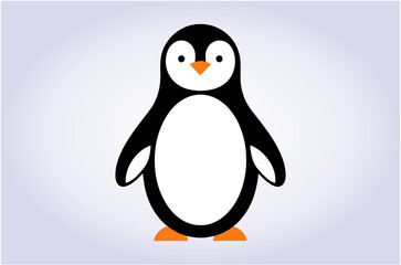 A simple and adorable penguin with flippers spread out and orange feet, perfect for winter or animal-themed designs.