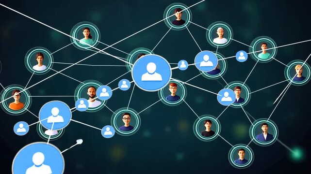 Conceptual social media network animation, global connection abstract background - Powered by Adobe