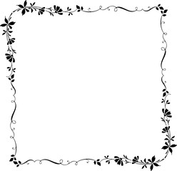 Vintage Ornamental Frame – Elegant Black Vector Border, PNG, 300 DPI 