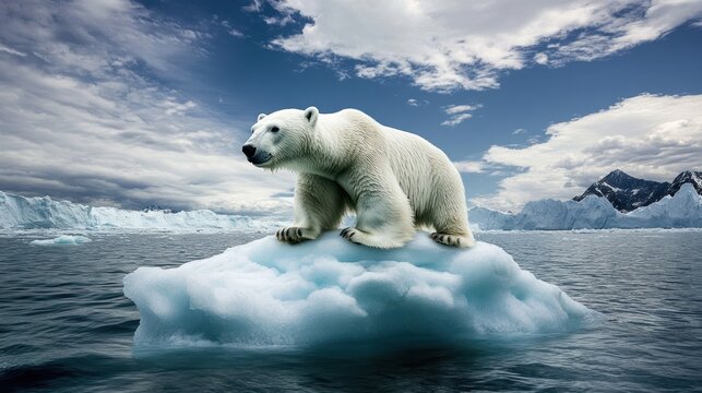 Polar bear on melting ice floe (1)