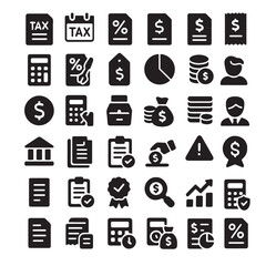Tax and budgeting line icon set vector