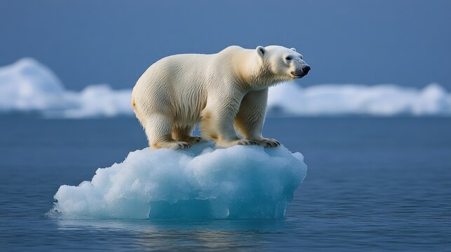 Polar bear on melting ice floe