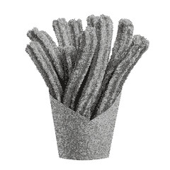 Fototapeta na wymiar Sweet churros halftone grunge vector design element