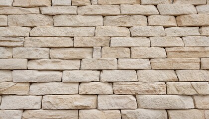 Obraz premium close up view of a light beige stone wall