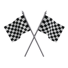 Crossed Checkered Racing Flags Isolated on Transparent Background, Generative AI