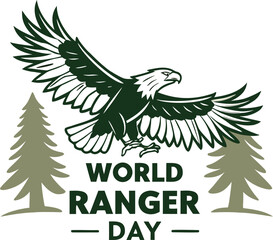 Obraz premium Flying eagle vector silhouette with widespread wings, a powerful symbol of nature and freedom