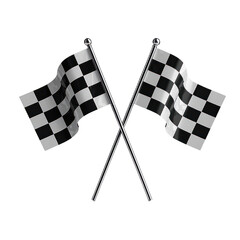 Crossed Checkered Racing Flags Isolated on Transparent Background, Generative AI