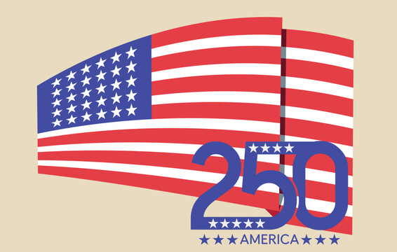 America 250. For the 250th anniversary of the United States of America, which will be celebrated in 2026. Vector file.