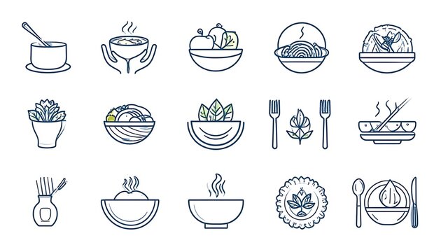 Set of outline food icons