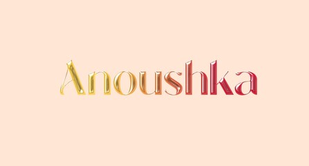Anoushka name isolated. Anoushka graffiti. Anoushka typography. Anoushka graphic bold name. World's famous countries and cities' names illustration. Graphic vector design in jpg format.
