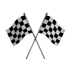 Crossed Checkered Racing Flags Isolated on Transparent Background, Generative AI