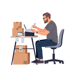 Man preparing packages for shipping