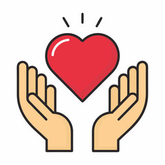 Hands Holding Heart Vector Illustration.