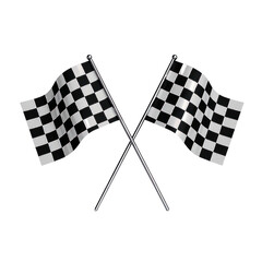 Fototapeta premium Crossed Checkered Racing Flags Isolated on Transparent Background, Generative AI