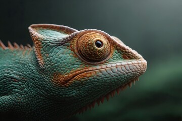 A colorful chameleon on a branch showcases exotic wildlife in nature