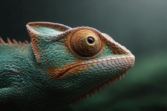 A colorful chameleon on a branch showcases exotic wildlife in nature