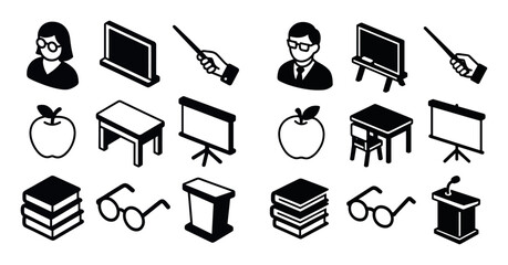 Education Icons in Isometric Style