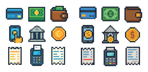 Ecommerce Pixel Icons Grid