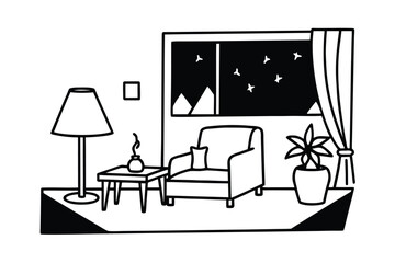 warm evening living room with lamp glow a