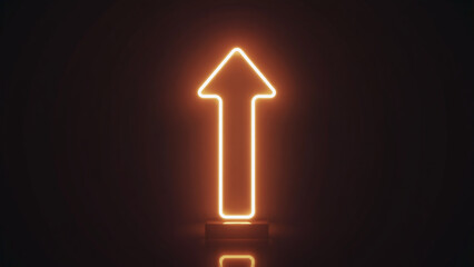 Glowing Orange Arrow Pointing Upwards on Dark Background