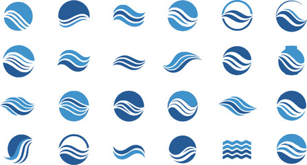 Abstract blue wave logos, various designs, for a brand or company, EPS Vector