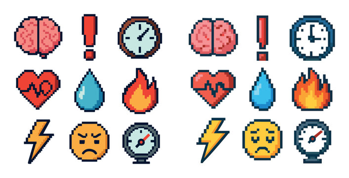 Pixel Art Stress Icons