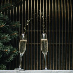 champagne bottle and glass